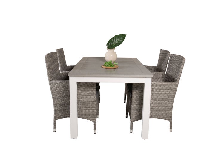 Albany Gartenset Tisch 90x160/240cm und 4 Stühle Malin grau. 90 X 160 X 75 cm