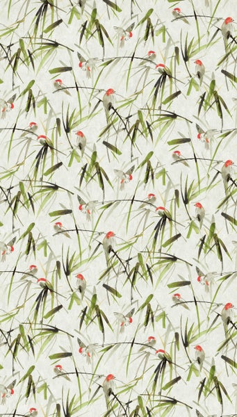 Tapete mit Bambus- und Vogelmuster