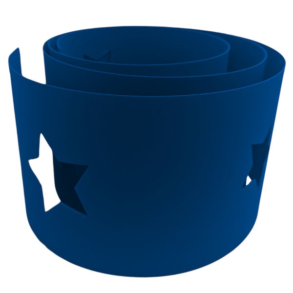 Blaue Bordüre mit Sternenmuster aufgerollt