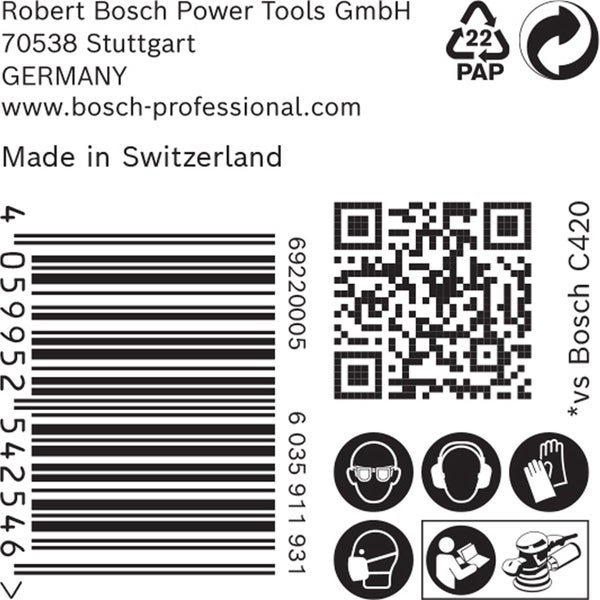 Bosch 50x Expert C470 Schleifpapier mit 8 Löchern für Exzenterschleifer 125 mm G 400 - 2608900916