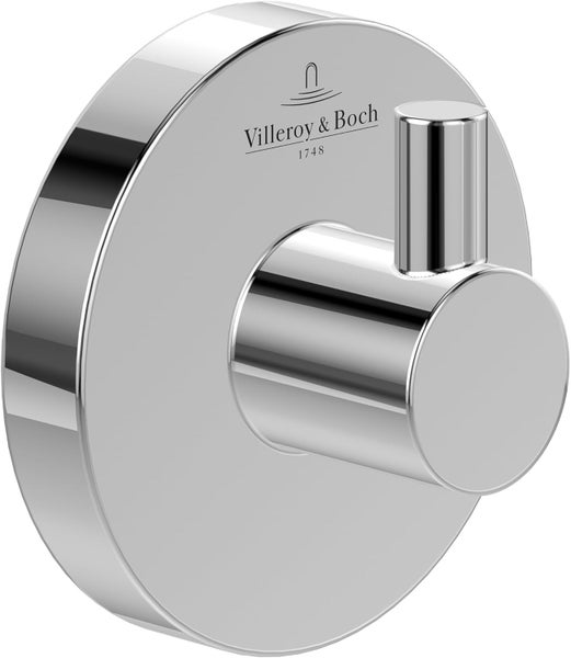 Villeroy & Boch Elements - Tender Handtuchhaken, Handtuchhalter für Wandmontage, Wandhaken aus Zink, Zubehör Bad, Badhaken rund, 54 x 32 x 54 mm, Chrom
