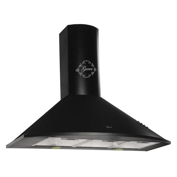 Wandhaube Gurari im Landhausstil mit integrierter Beleuchtung und Metallfettfiltern