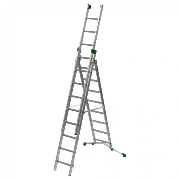 Aluminium Mehrzweckleiter in A-Form und Anlegeposition