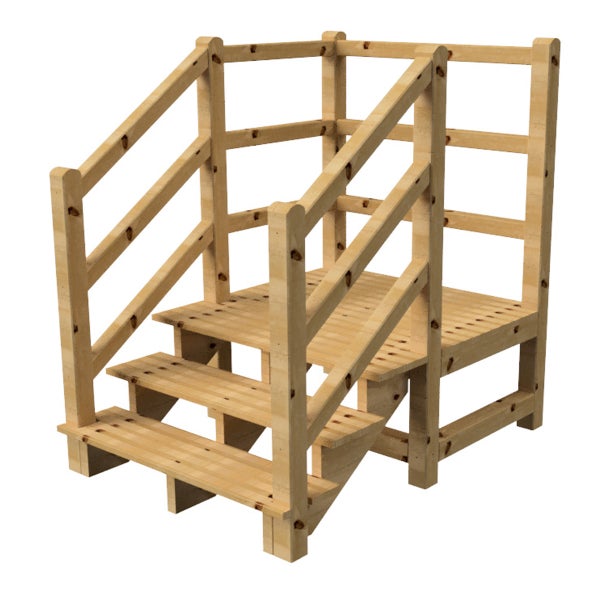 Holztreppe mit Geländer für den Gartenbereich