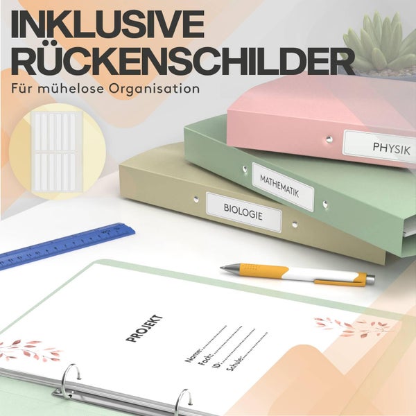 ACROPAQ - 8 x Ringbuch A4 - Mit 2 Ringen, Mit Rückenetiketten, Rückenbreite 3,5 cm, Erde, Natur Farbkollektion - Ringhefter, Ringordner, Ordner A4 Schmal, Ringmappe A4, Schulordner