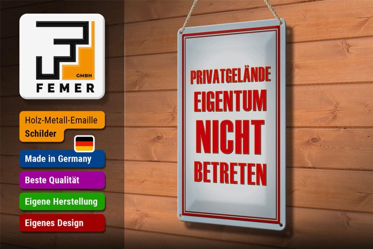 Blechschild Hinweis 20x30cm Privatgelände Eigentum nicht