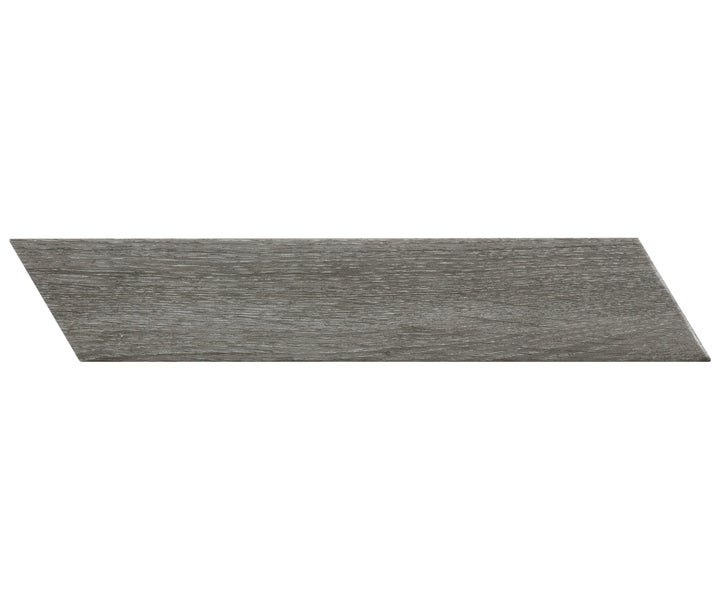 Feinsteinzeug Bodenfliese Ancona Chevron Grey 8x40x0,85 cm glasiert matt Rundkante