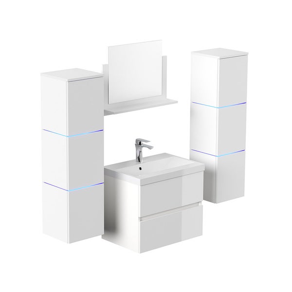 Home Deluxe - Badmöbel - Set - WANGEROOGE Deluxe – Größe: XL, Farbe: Weiß, Breite Waschbecken: ca. 60 cm I Badezimmermöbel Waschtisch Waschbecken