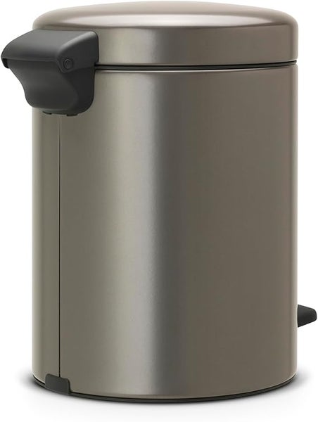 Brabantia Klassischer Tretmülleimer Mit Soft Verschluss 5 Liter HxBxT 30,2 x 26,3 x 21,7 cm Metall Platin