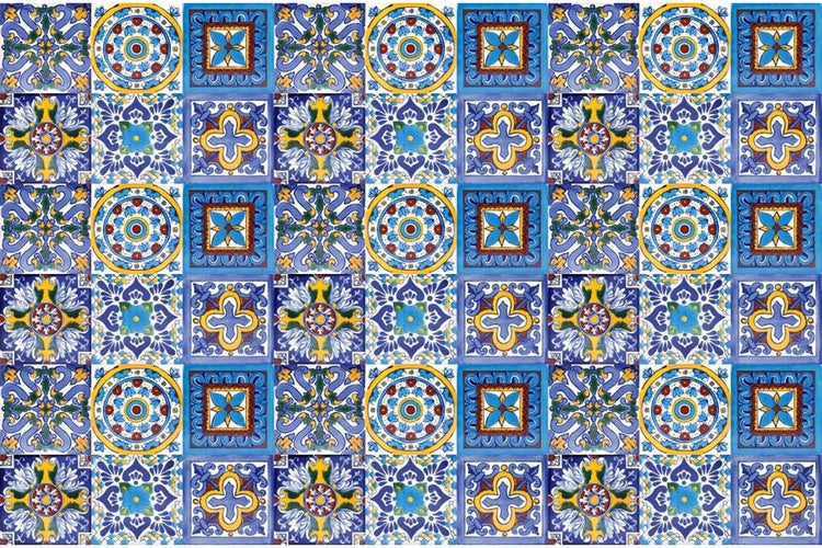 Fliesenmuster mit floralen und geometrischen Designs