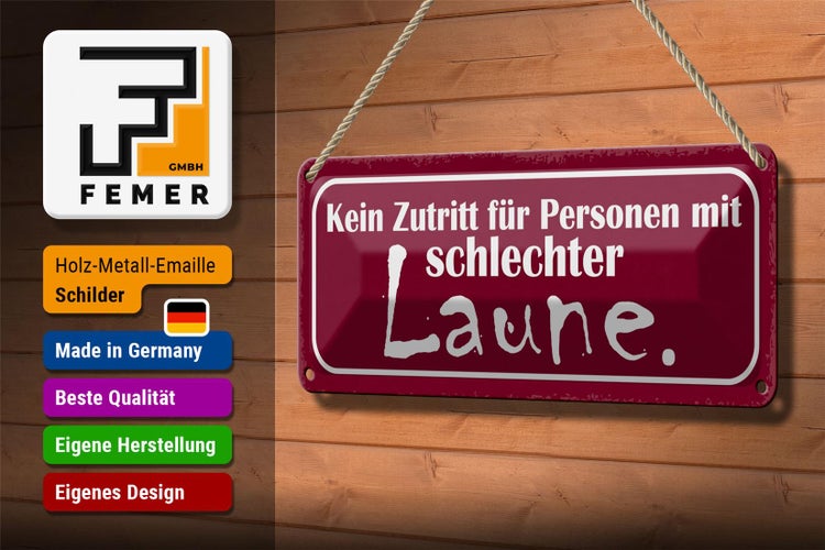 Blechschild Spruch 27x10cm kein Zutritt schlechter Laune Dekoration