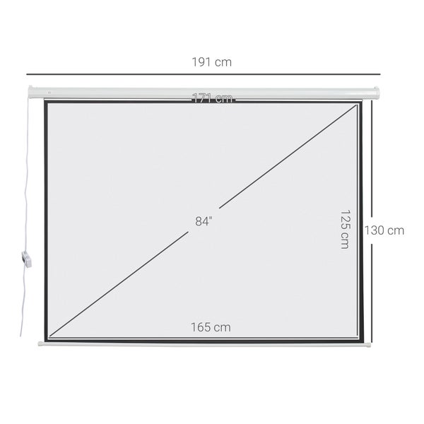 HOMCOM Leinwand, 171L x 130H cm, Kunststoff, Metall, Weiß