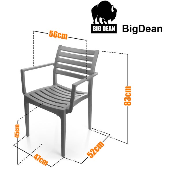 BigDean 2er Set Gartenstuhl Capri in Grau – stapelbarer Campingstuhl belastbar bis 160kg – wetterfester Essstuhl für indoor + outdoor Aktivitäten & Feiern geeignet – Made in Europe