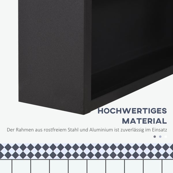 kleankin, Spiegelschrank, Badezimmerschrank, 40L x 15B x 60H cm, Rostfreier Stahl, Schwarz