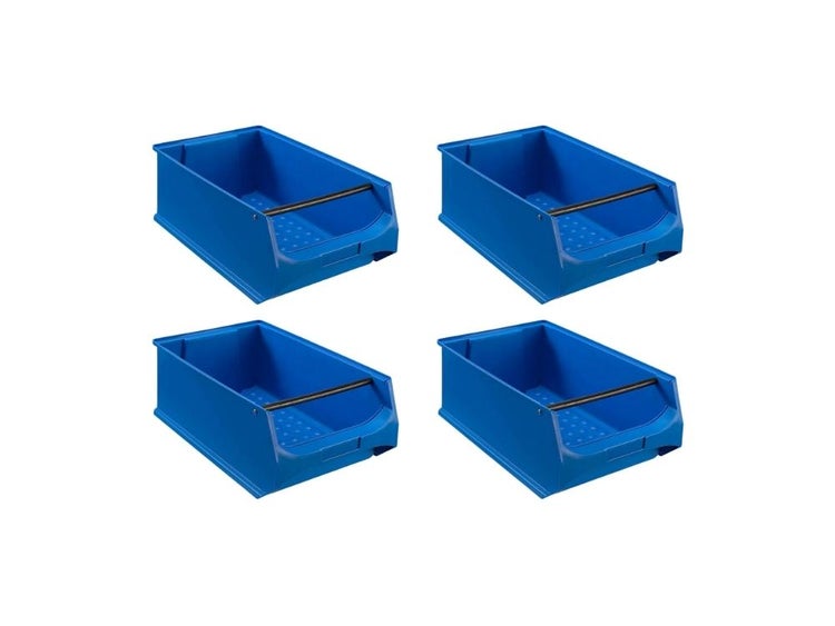 PROREGAL SuperSparSet 4x Blaue Sichtlagerbox 5.1 mit Griffstange HxBxT 20 x 30 x 50 cm 21,8 Liter Sichtlagerbehälter