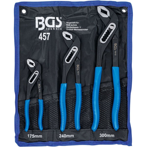 BGS Technic Wasserpumpenzangen Set, drei Größen in Aufbewahrungstasche