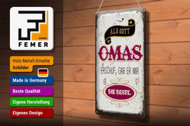 Blechschild Spruch Gott gab mir die beste Oma 20x30cm