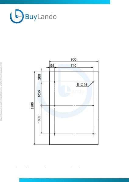 BuyLando (3S) 250x90 cm Grauglas Glasvordach inkl. Edelstahlhalter RAL 7016