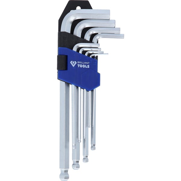 BRILLIANT TOOLS Winkelstiftschlüssel-Satz 9tlg. Innensechskant-Profil kurz - BT045009