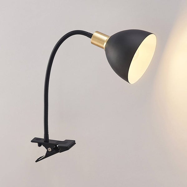 Lindby Klemmleuchte Genora (Modern) in Schwarz aus Metall (1 flammig, E14) - Tischlampe Tischleuchte Leselampe Nachttischlampe Wohnzimmerleuchte