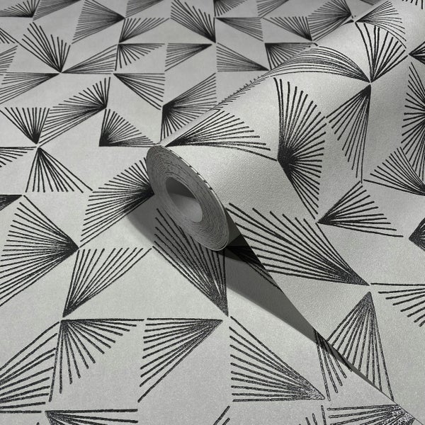 Tapete Grau Beige Silber Grafisch Modern für Wohnzimmer Schlafzimmer Küche MADE IN GERMANY 10,05 x 0,53m