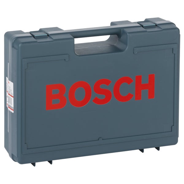 Bosch Transportkoffer aus Kunststoff mit Tragegriff und Verschlussclips.