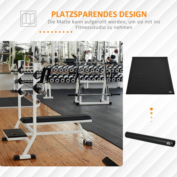 HOMCOM Bodenschutzmatte für Fitnessgeräte, 180L x 90B x 0,6H cm, PVC, Schwarz