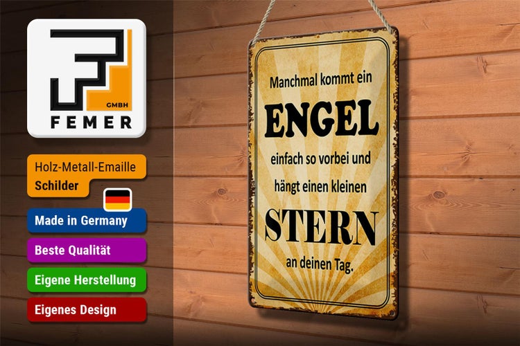 Blechschild Spruch 20x30cm manchmal kommt ein Engel