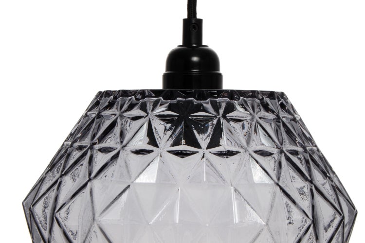 Moderne Glaslampe Grau, Rauten muster 27 cm | Wohnzimmer Esszimmer Leuchte