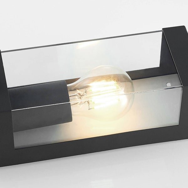 Lindby Wandleuchte außen Tilian mit Bewegungsmelder (spritzwassergeschützt (Modern) in Alu aus Edelstahl (1 flammig, E27) - Wandlampe für Außenwand/Hauswand Haus Terrasse und Balkon