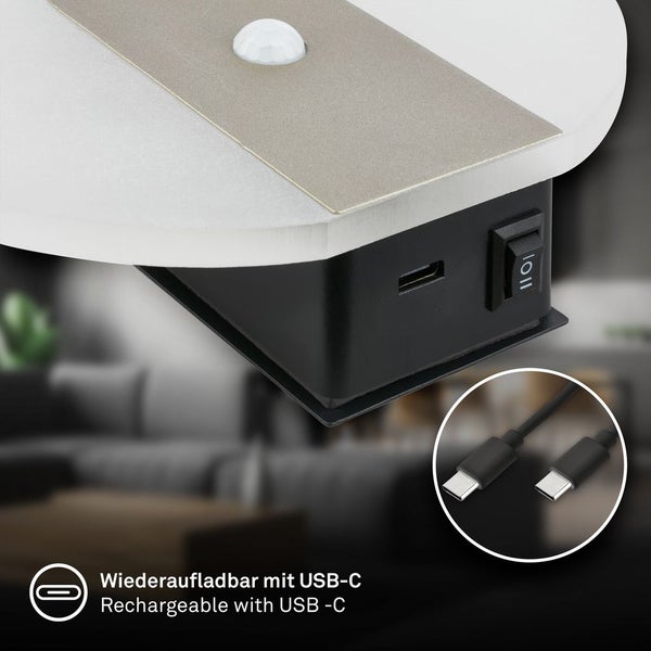 LED Wandleuchte Wandlampe ohne Stromanschluss Bewegungsmelder Akku ohne Bohren
