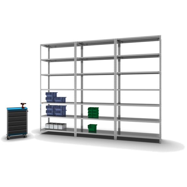 PROREGAL Fachbodenregal Schraubsystem Heavy-Duty Grundregal HxBxT 300 x 130 x 50 cm 7 Ebenen Fachlast 350 kg Beidseitig Nutzbar Verzinkt