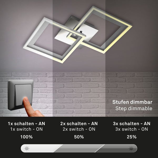 LED Deckenleuchte Deckenlampe dimmbar 3000K schwenkbar 22W chrom Briloner