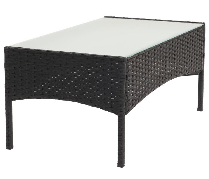 Gartentisch mit Glasplatte und Rattanoptik