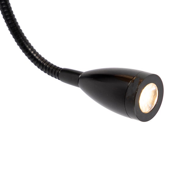 Schwarze Leselampe mit flexiblem Arm