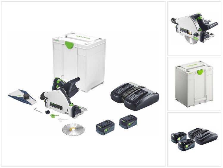 Festool TSC 55 5,0 KEBI-Plus/XL Akku Tauchsäge 18 V / 36 V ( 2x 18 V ) 160 mm ( 577342 ) Brushless + 2x Akku 5,0 Ah + Doppelladegerät + Systainer