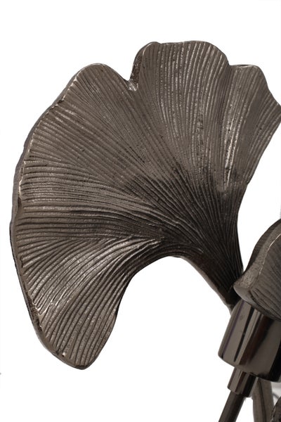 Tischlampe Schwarz in Blattform, Nachttisch Lampe 52 cm | Wohnzimmer Esszimmer Leuchte