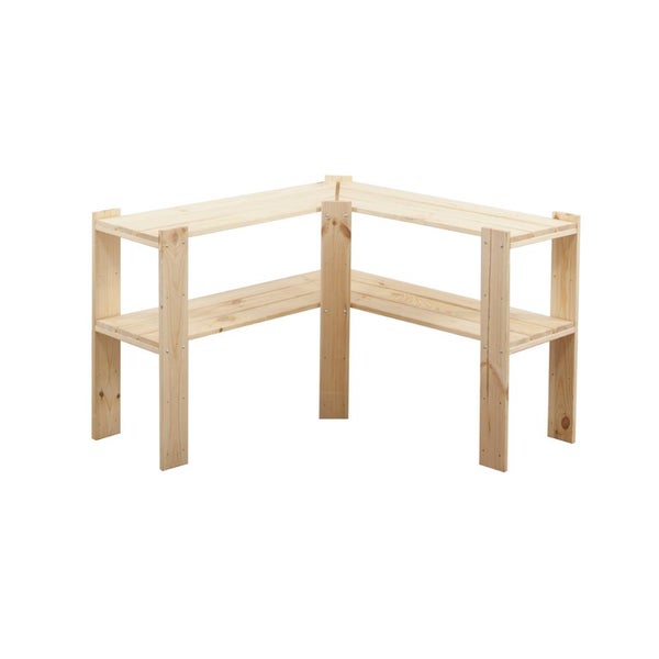PROREGAL Eckregal Woodland HxBxT 64 x 85 x 30 cm Fachlast 120 kg 2 Fachboden Kiefernholz Natur