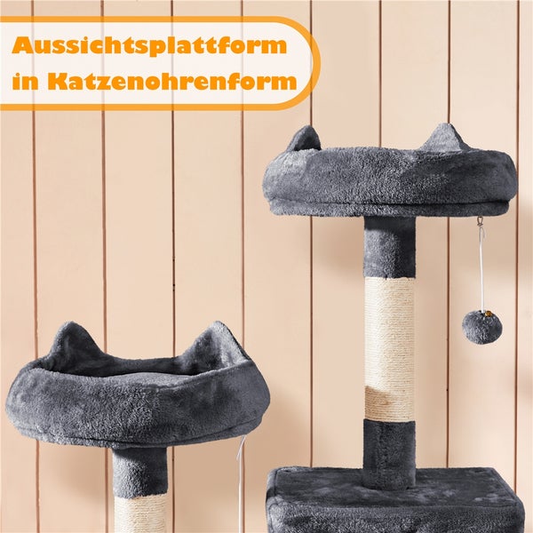 Katzenkratzbaum mit Aussichtsplattform in Katzenohrenform