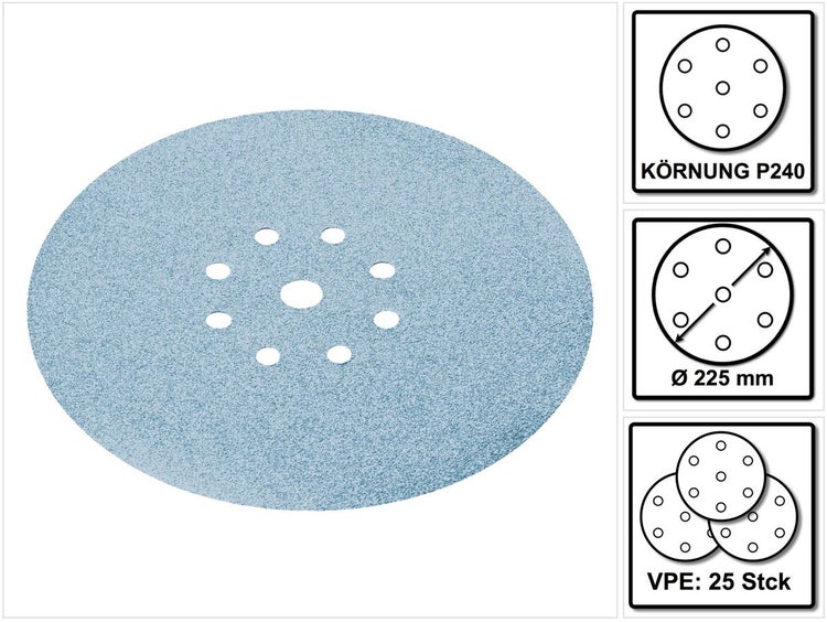 Festool STF D225/8 Granat Schleifscheiben 225 mm PLANEX P240 GR / 25 Stück ( 499642 )