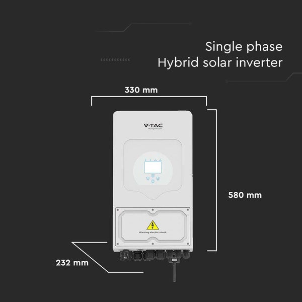 V-TAC SUN-6K-SG03LP1 - Hybrid-Solarwechselrichter 6kW - Einphasig - Außenbereich - 5 Jahre - IP65