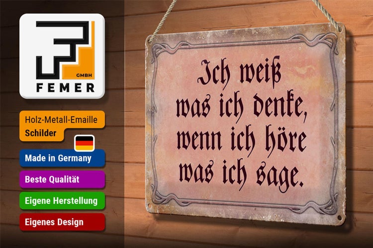 Blechschild Spruch 30x20cm ich weiß was ich denke wenn