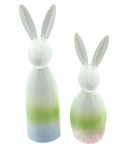 FRANK FLECHTWAREN | Hase Pastell, 2er Set, PORZELLAN, H: 14 cm, H: 17 cm