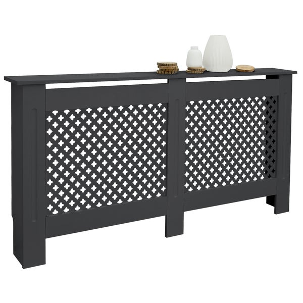 ECD Germany Heizkörperverkleidung mit Wabenmuster 152x19x82cm Anthrazit aus MDF lackiert Schlafzimmer Wohnzimmer Heizungsverkleidung Heizkörperabdeckung Heizungsabdeckung Heizung Heizkörper Abdeckung