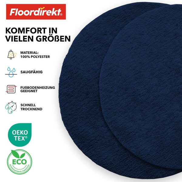 Zwei blaue, runde Teppiche aus Polyester von Floordirekt