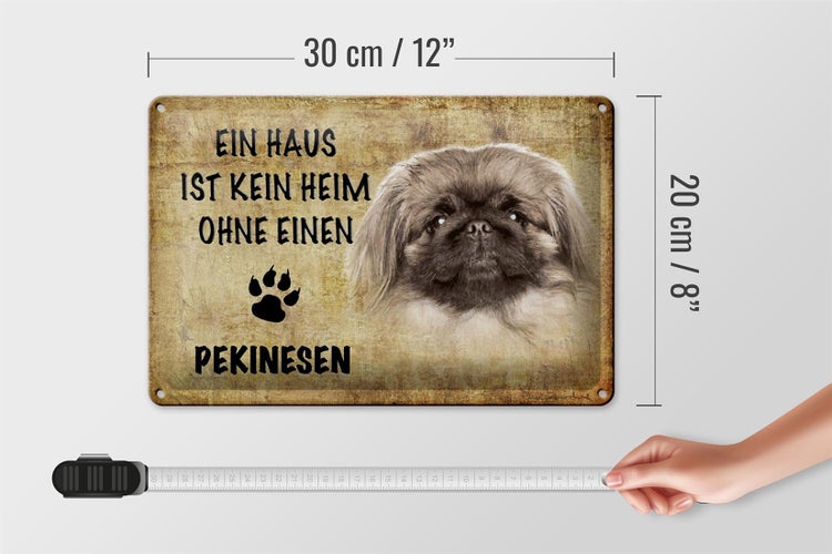 Blechschild Spruch 30x20cm Pekinesen Hund ohne kein Heim