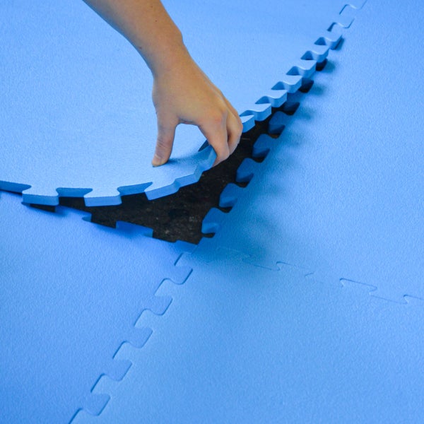 12mm Trainingsmatte mit Rand - 90x90cm Bodenschutz-Matte Blau
