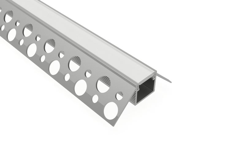 TIVENDIS Led Alu Profil 2 m UZ mit Zubehör für Strip / Streifen bis 10 mm breit | Abdeckung satiniert milchig  |  Einbau Unterputz Deckenleiste Deckenprofil Deckenleisten eloxiert