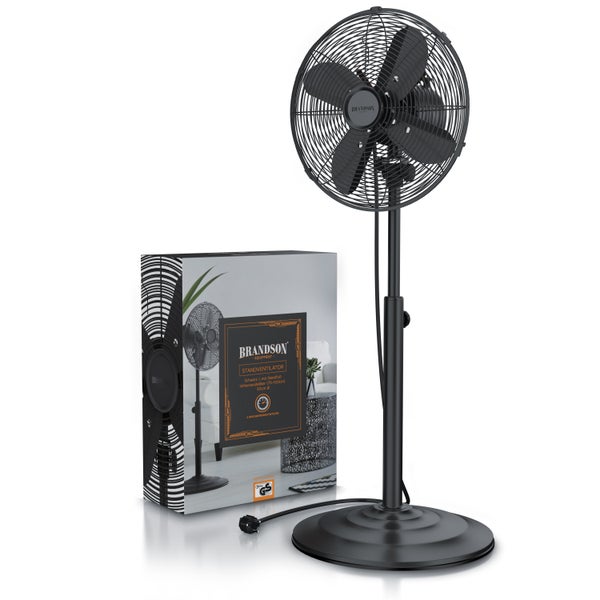 Brandson Standventilator 30 cm, 80° oszillierend, mobiler Lüfter, Standfuß höhenverstellbar, 3 Leistungsstufen, GS, Neigungswinkel 30° (verstellbar)