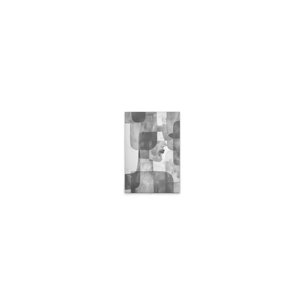 Abstraktes Wandbild mit Frauengesicht und geometrischen Formen